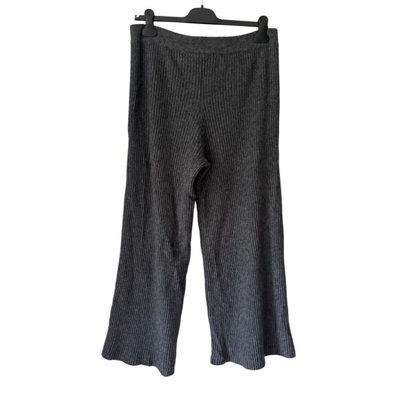 Nap Loungewear Cashmere Knit Ribbed Pants Flare Size L Gray Pull On - Picture 3 of 9